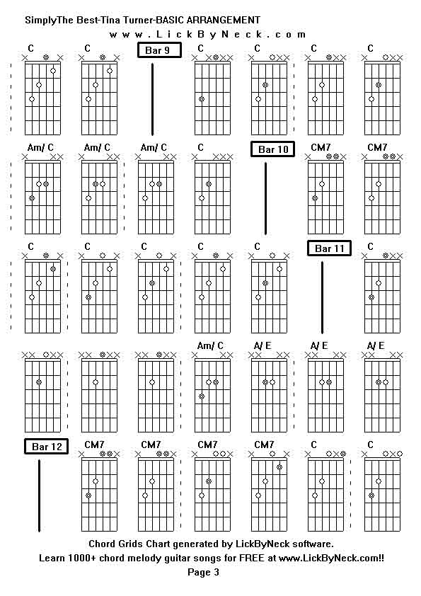 Chord Grids Chart of chord melody fingerstyle guitar song-SimplyThe Best-Tina Turner-BASIC ARRANGEMENT,generated by LickByNeck software.